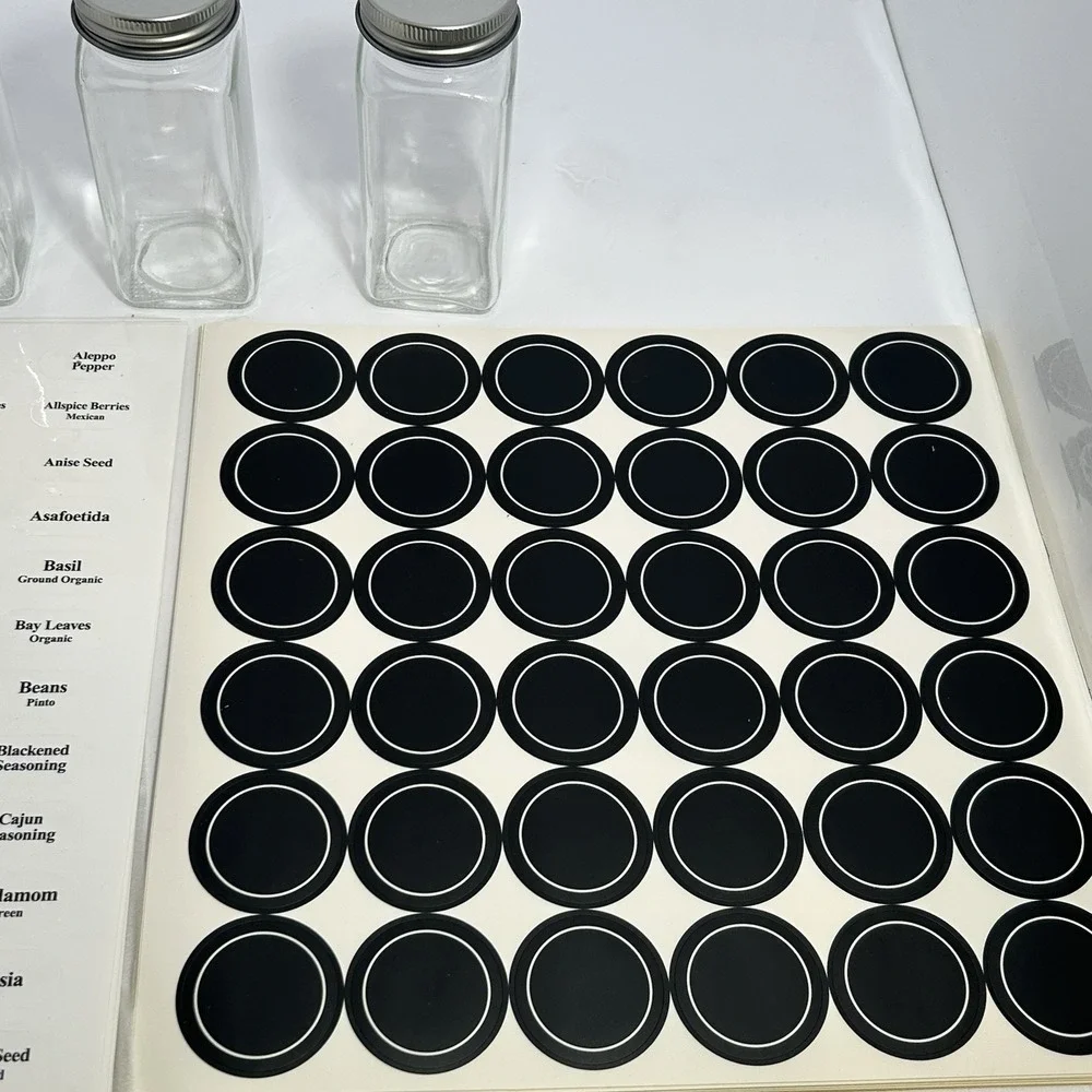 24 Piece Empty 4 oz. Glass Jars Kitchen Spice Set Organizer and Jar Filling Kit